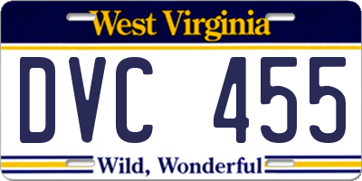 WV license plate DVC455
