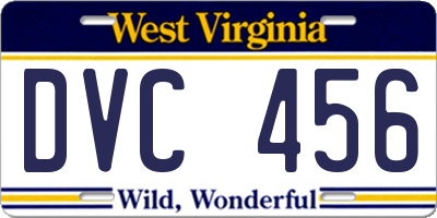 WV license plate DVC456