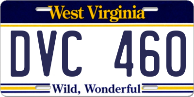 WV license plate DVC460