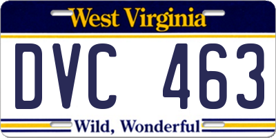 WV license plate DVC463