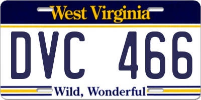 WV license plate DVC466