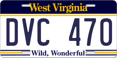 WV license plate DVC470