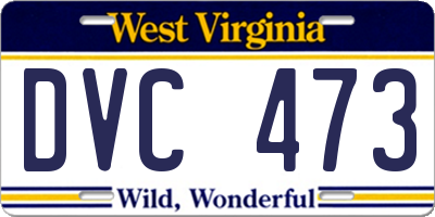 WV license plate DVC473