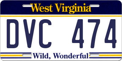 WV license plate DVC474