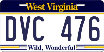 WV license plate DVC476