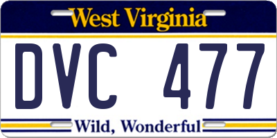 WV license plate DVC477