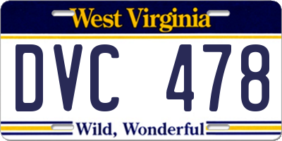 WV license plate DVC478