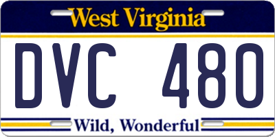 WV license plate DVC480