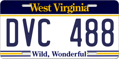 WV license plate DVC488