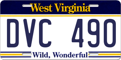 WV license plate DVC490