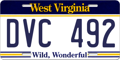WV license plate DVC492