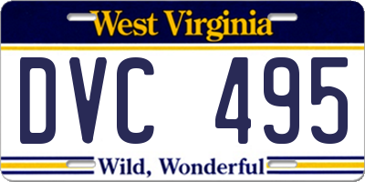 WV license plate DVC495