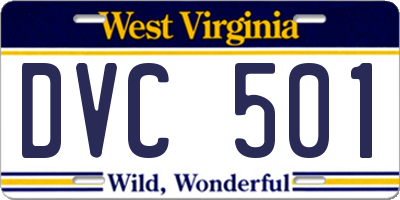 WV license plate DVC501