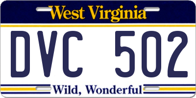 WV license plate DVC502