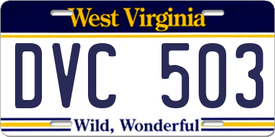 WV license plate DVC503
