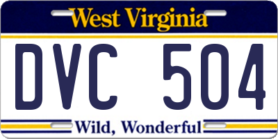 WV license plate DVC504