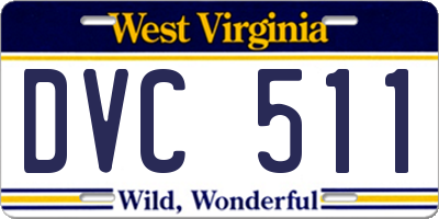 WV license plate DVC511