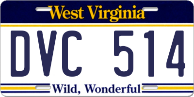 WV license plate DVC514