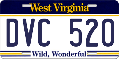 WV license plate DVC520