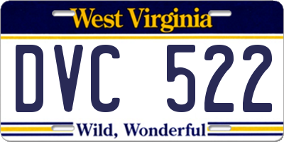 WV license plate DVC522
