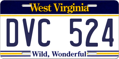 WV license plate DVC524
