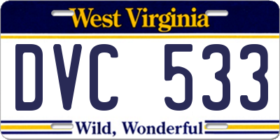 WV license plate DVC533