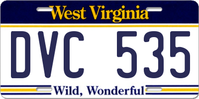 WV license plate DVC535
