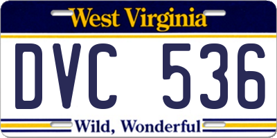 WV license plate DVC536
