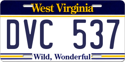 WV license plate DVC537
