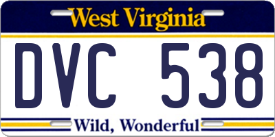 WV license plate DVC538
