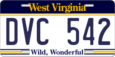 WV license plate DVC542