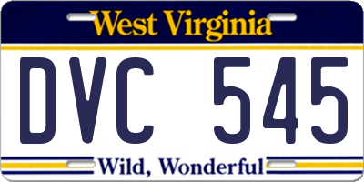 WV license plate DVC545