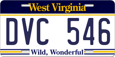 WV license plate DVC546