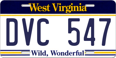 WV license plate DVC547