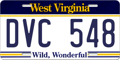 WV license plate DVC548