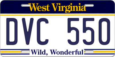 WV license plate DVC550