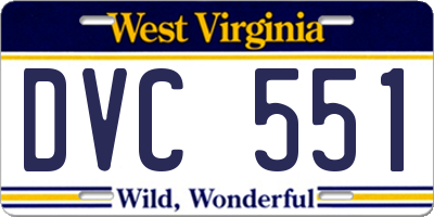 WV license plate DVC551