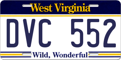 WV license plate DVC552