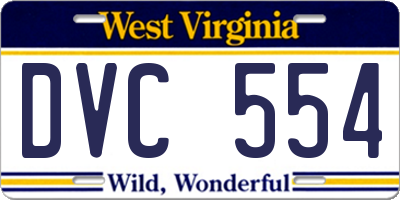WV license plate DVC554