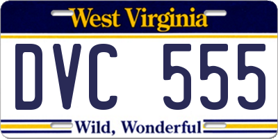 WV license plate DVC555