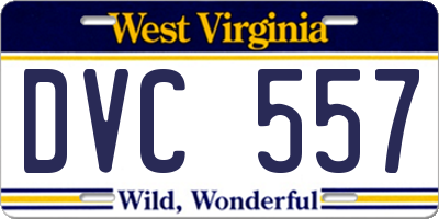 WV license plate DVC557
