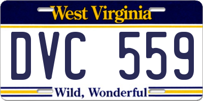 WV license plate DVC559
