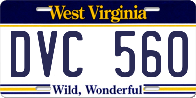 WV license plate DVC560