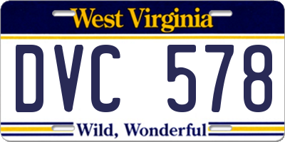 WV license plate DVC578