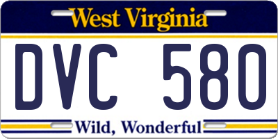 WV license plate DVC580