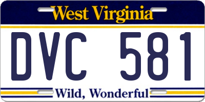 WV license plate DVC581