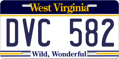 WV license plate DVC582