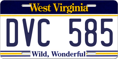 WV license plate DVC585