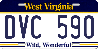 WV license plate DVC590