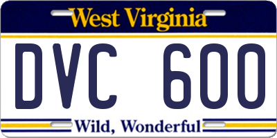 WV license plate DVC600
